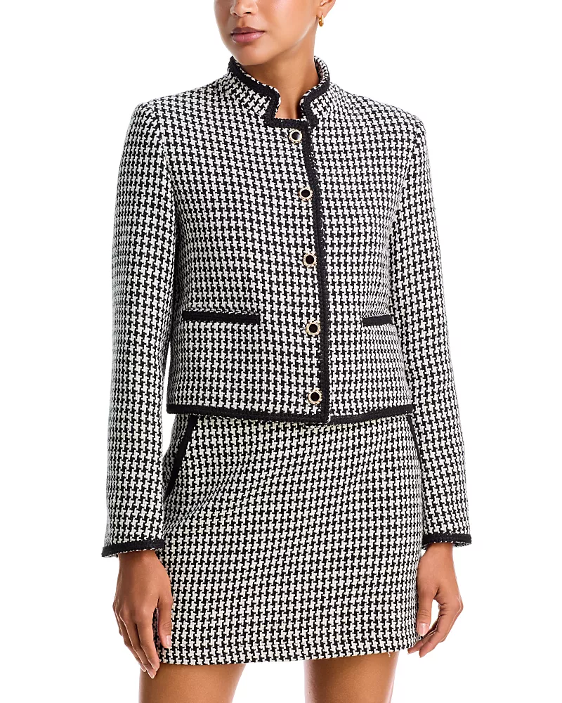 Aqua Mixed Houndstooth Button Front Jacket - Exclusive