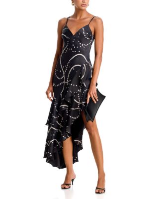 Pearl Satin Sleeveless High Low Dress - Exclusive - thumbnail 2