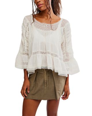 She's a Romantic Ruffled Lace Trim Top