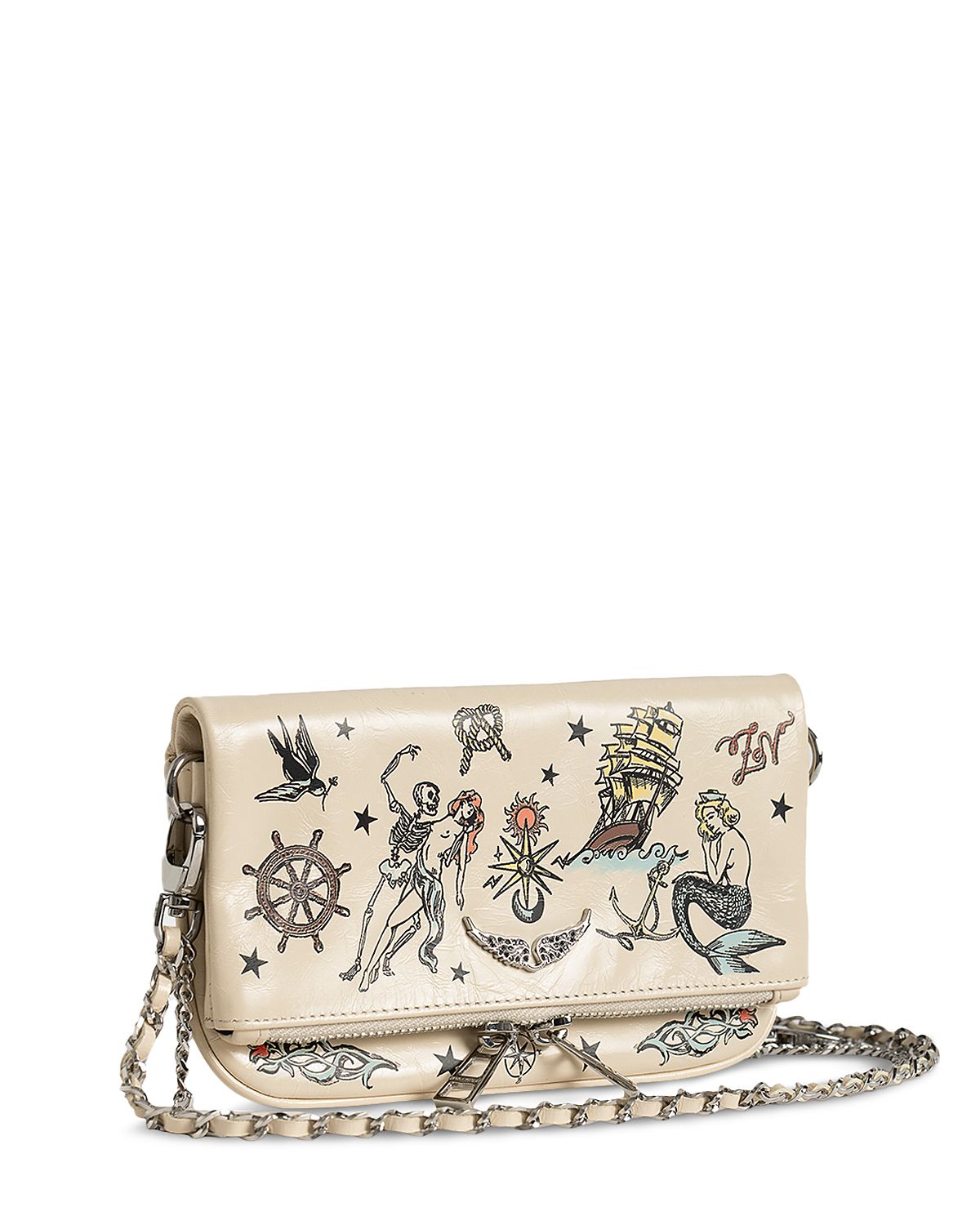 Zadig & Voltaire Rock Mini Tattoo Vintage Effect Patent Leather Pouchette