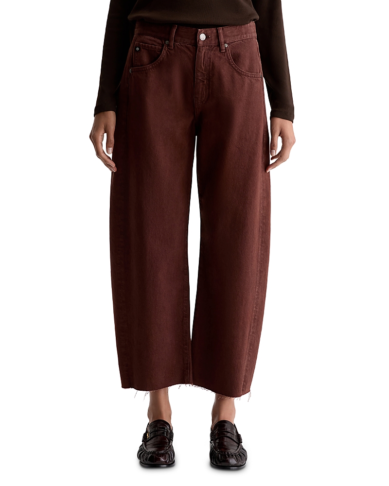Ag Hattie High Rise Crop Barrel Leg Jeans in Chestnut
