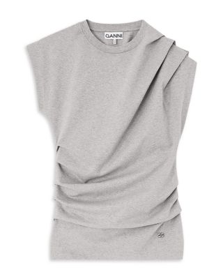 Asymmetric Neck Drape Jersey Top - thumbnail 4
