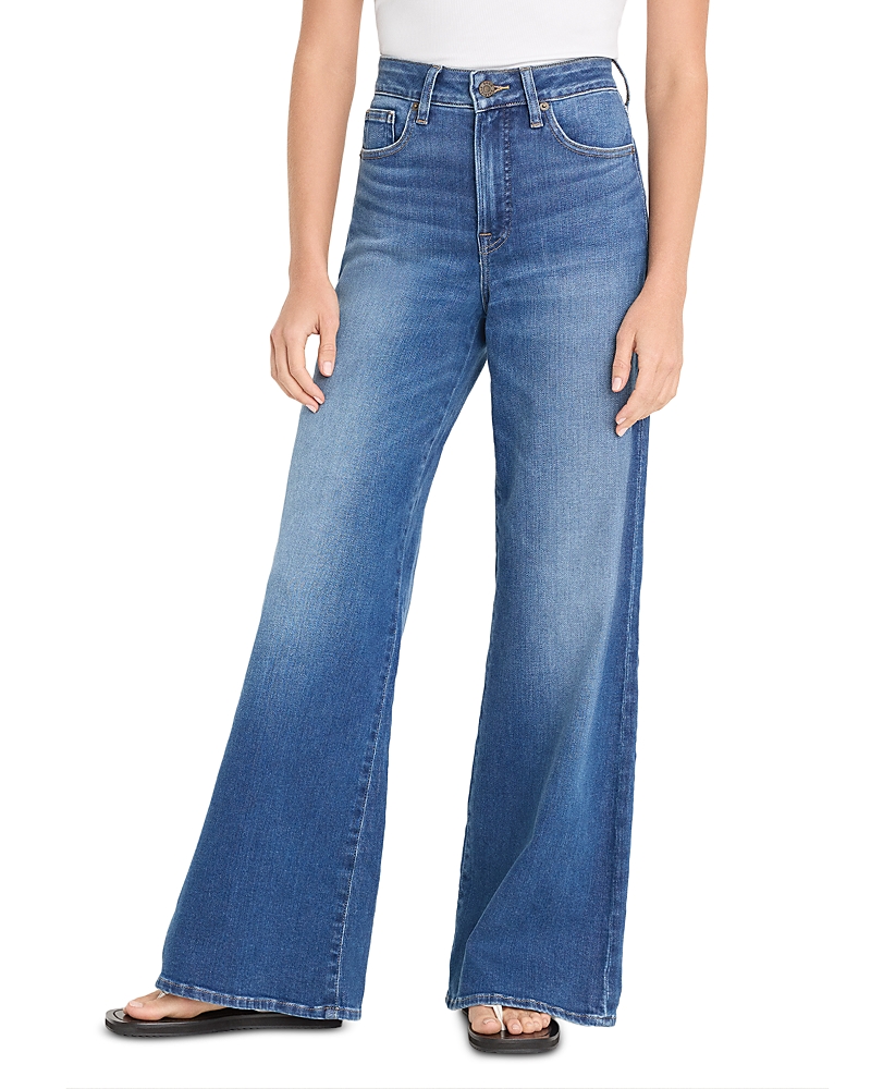 Good American Soft Tech Good High Rise Petite Palazzo Jeans in Indigo