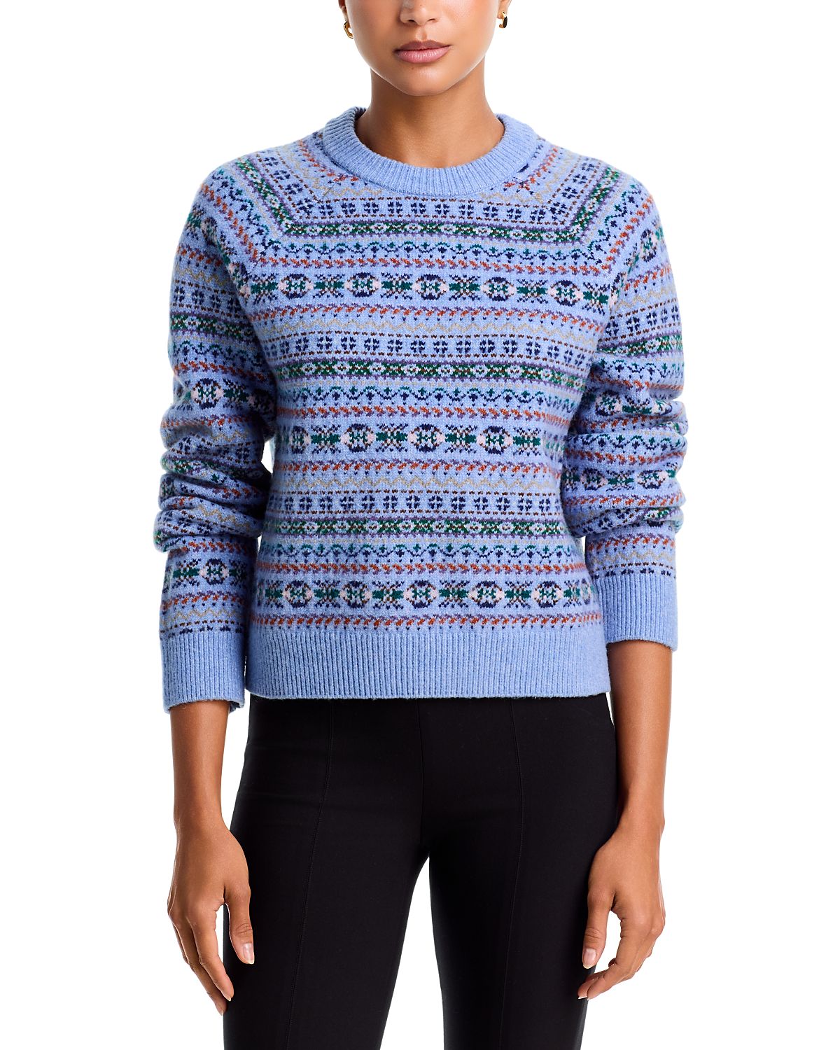 Aqua Fair Isle Raglan Crewneck Sweater - Exclusive