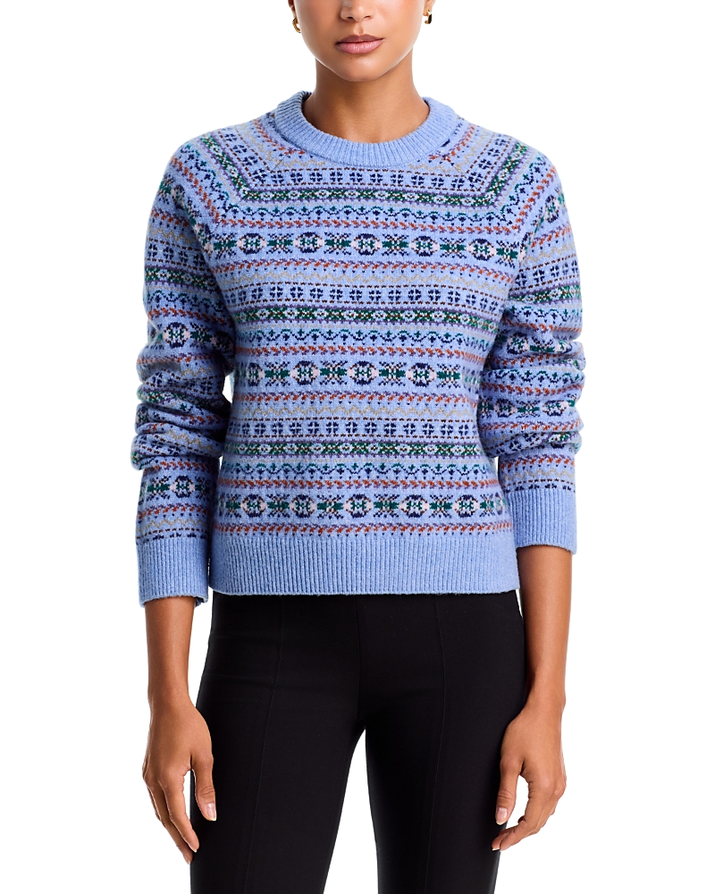 Aqua Fair Isle Raglan Crewneck Sweater - Exclusive