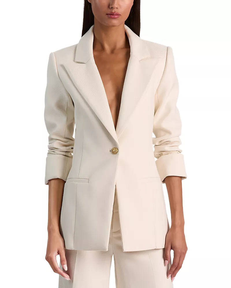 Alice and Olivia Burns Fitted Roll Cuff Blazer