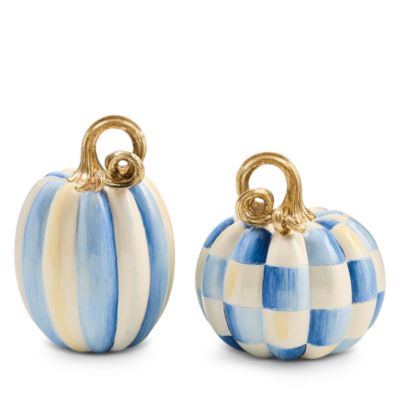 Check and Stripe Petite Pumpkins, Set of 2