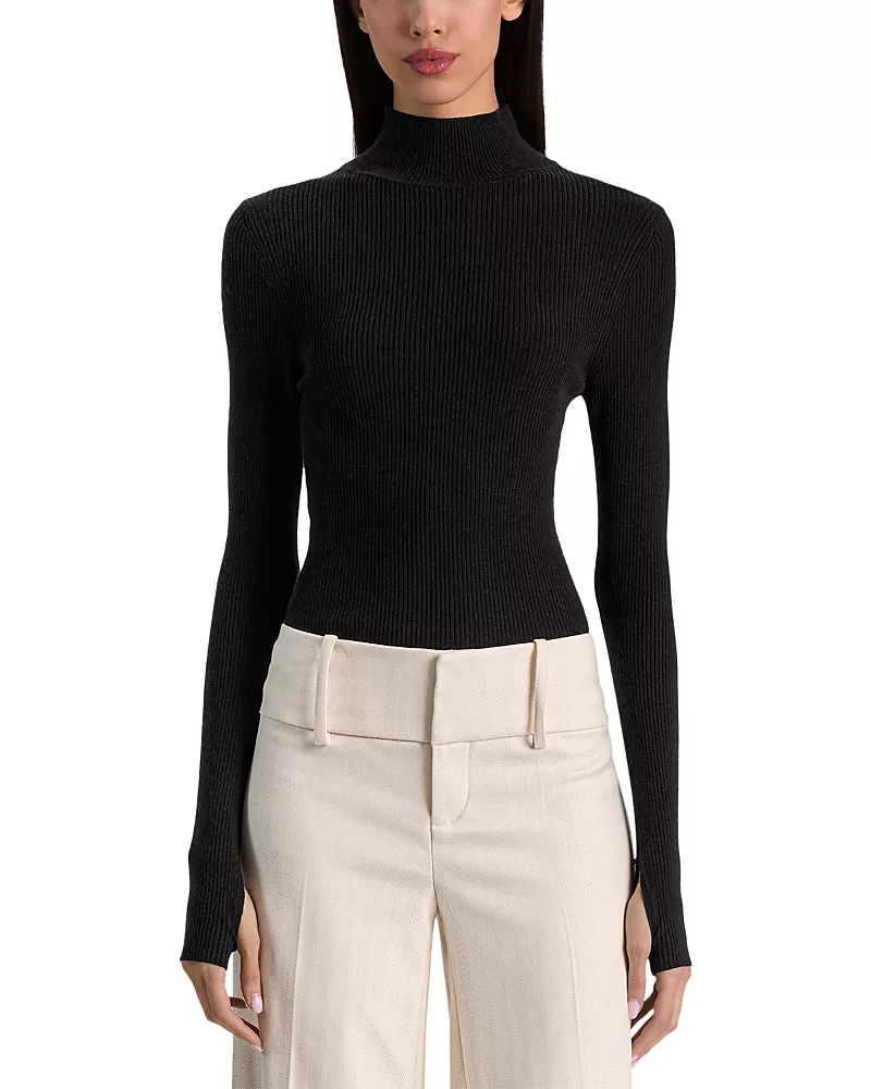 Alice and Olivia Roberta Ribbed Turtleneck Sweater