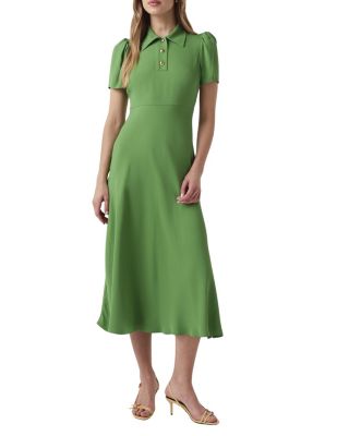 Ghost London Verity Crepe Puff Sleeve Midi Dress