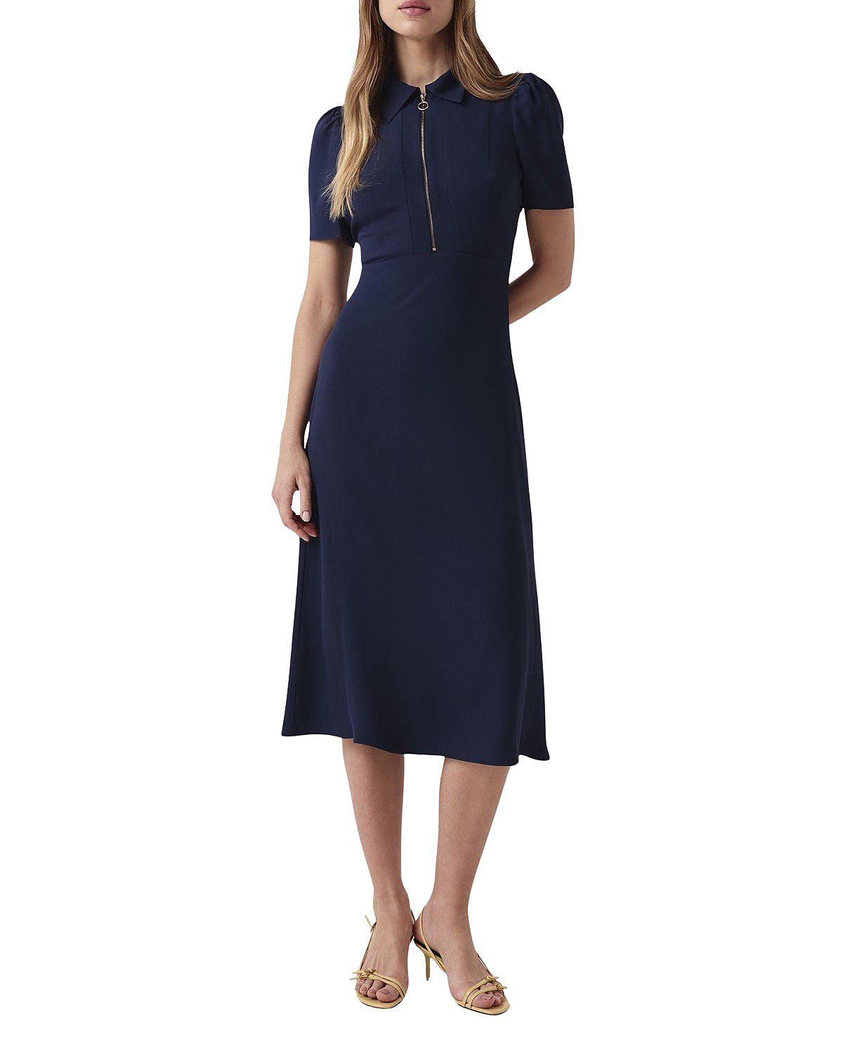 Ghost London Haisley Collared Zip Front Midi Dress