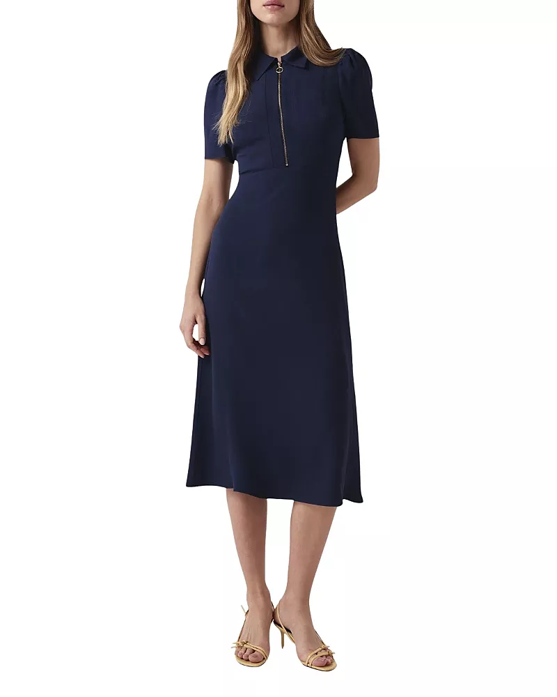 Ghost London Haisley Collared Zip Front Midi Dress