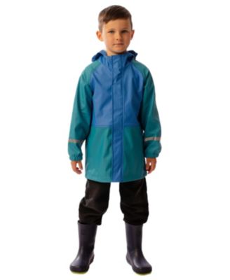 Boys' Waterproof Color Block Full-Zip Rain Jacket - Little Kid, Big Kid