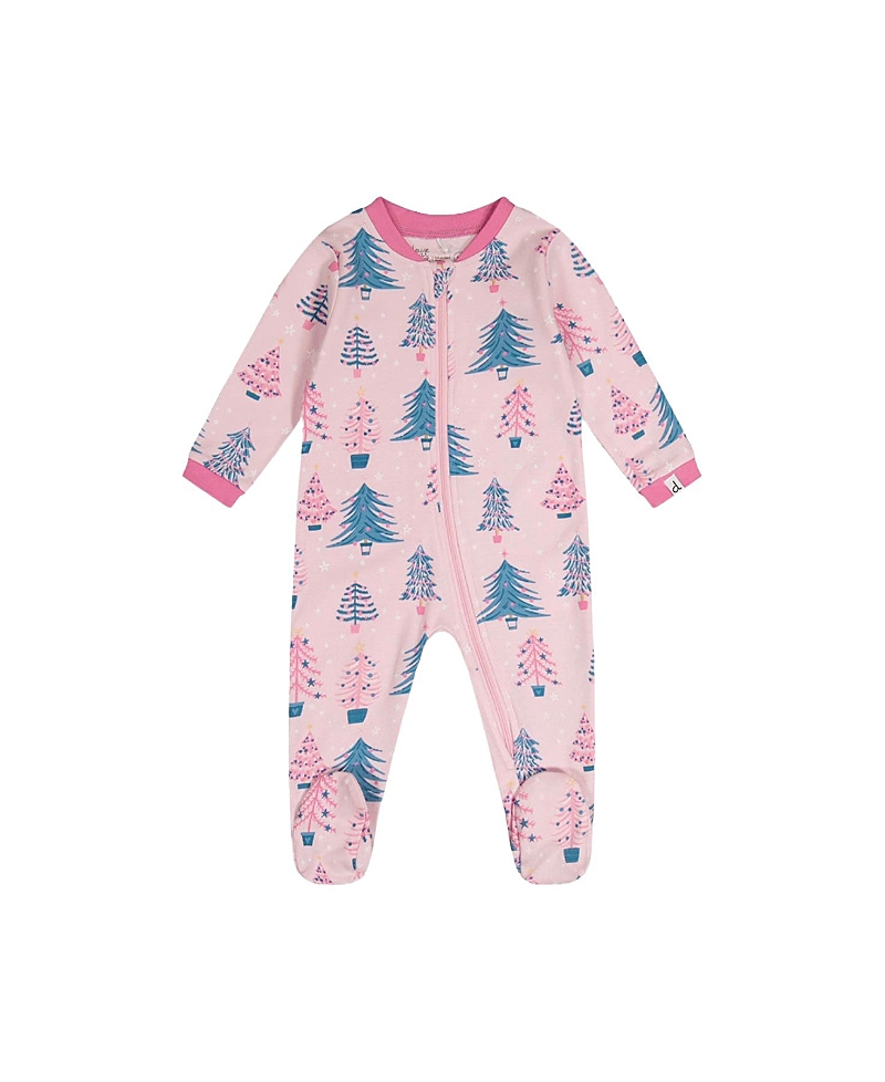 Deux par Deux Girls' Tree Organic Cotton Front Zipper Footed One Piece Pajama - Baby