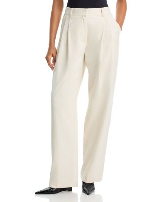 Cotton & Silk Corduroy Double Pleat Pants