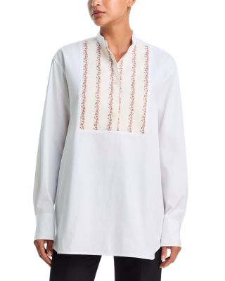 Toteme Floral Bib Cotton Tuxedo Shirt