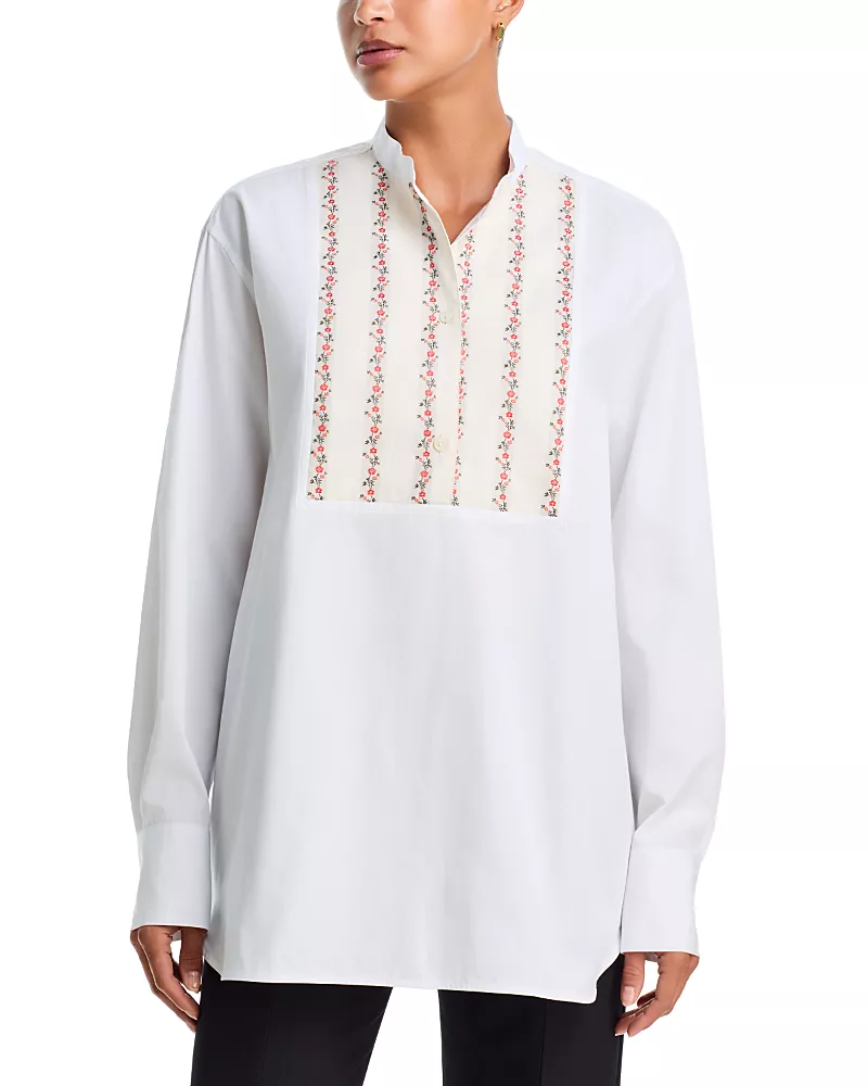 Toteme Floral Bib Cotton Tuxedo Shirt