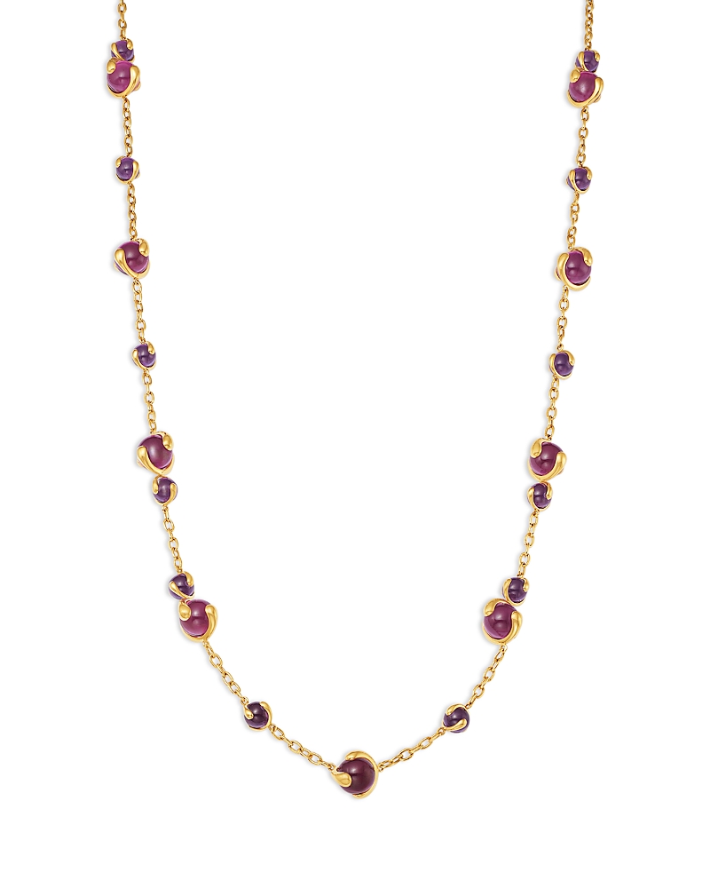 Marina B 18K Yellow Gold Pink Russian Quartz Cardan Necklace, 24