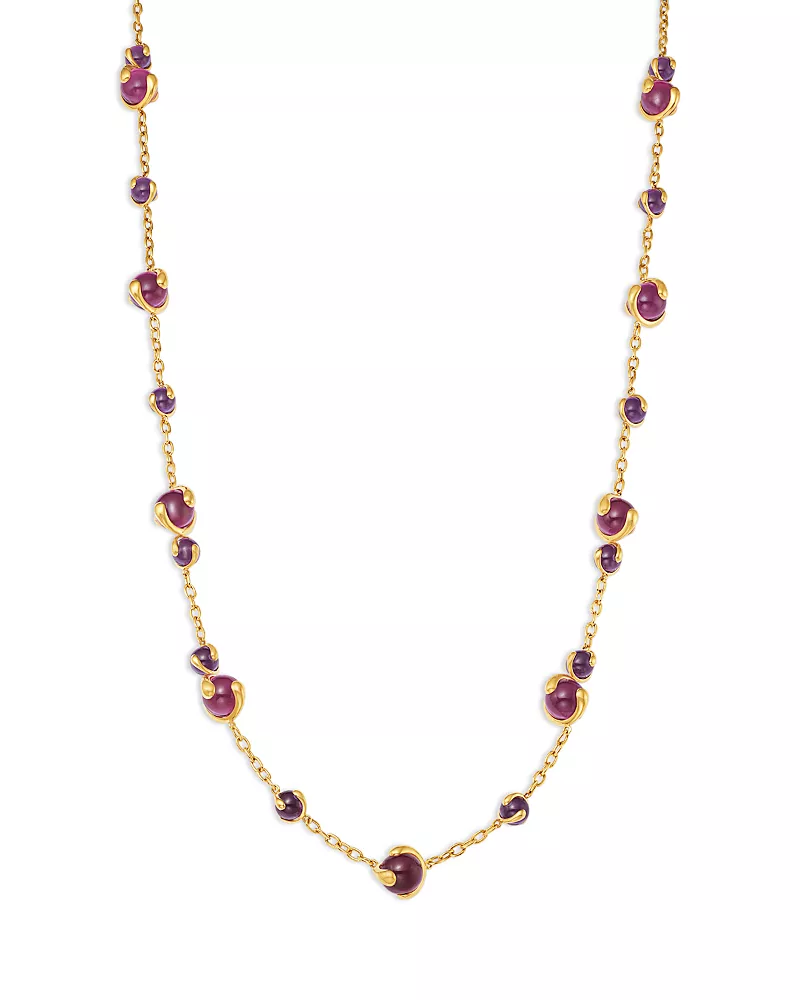 Marina B 18K Yellow Gold Pink Russian Quartz Cardan Necklace, 24