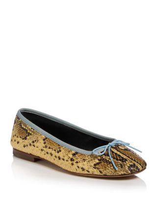 Women's Dance Snake Embossed Leather Ballet Flats