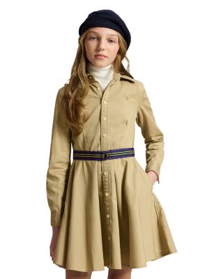 Girls' Chino Shirt Dress with Belt - Big Kid
