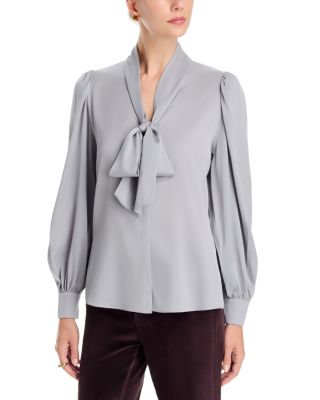 Selena Tie Neck Silk-Blend Blouse