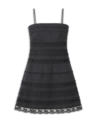 Girls' Isabella Charcoal Cotton Lace Heart Bow Dress - Big Kid