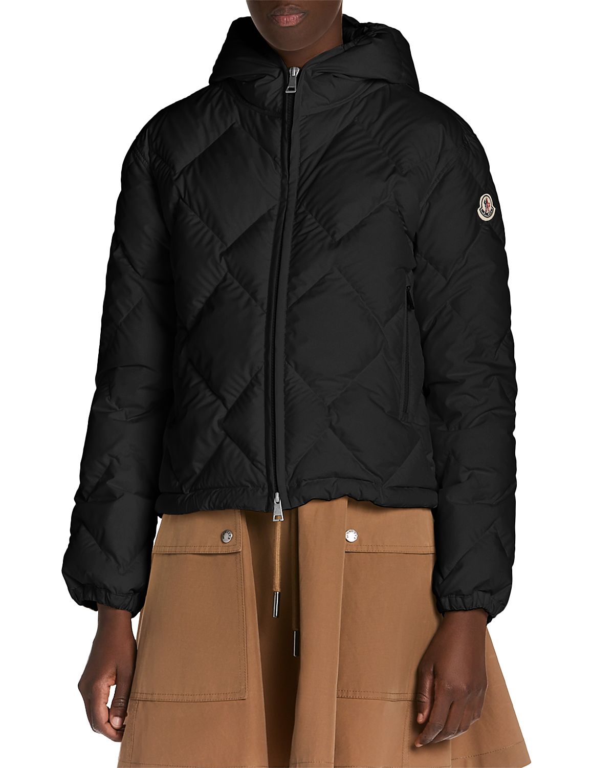 Moncler Arvouinne Hooded Triangle Quilted Short Down Jacket