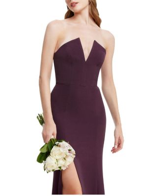 Fernanda Strapless Plunge V-Neck High Slit Gown - thumbnail 10