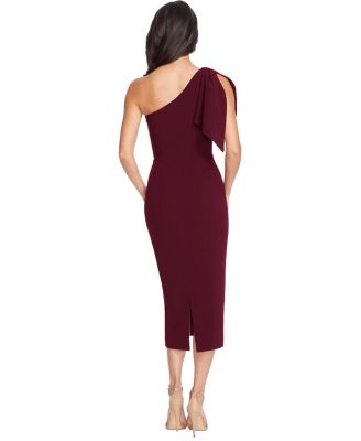 Tiffany One Shoulder Bow Midi Dress - thumbnail 2