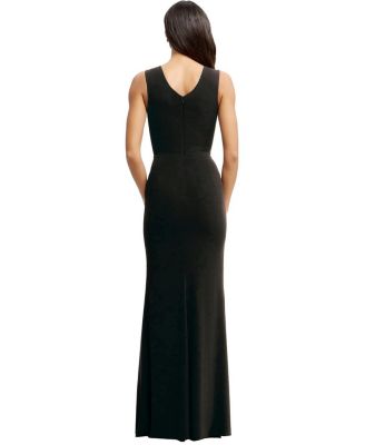 Sandra V-Neck High Slit Fitted Gown - thumbnail 4