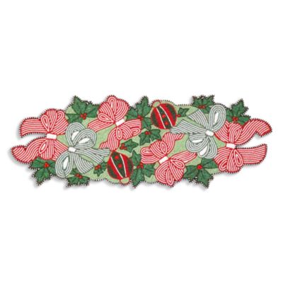 Bows and Ornaments Beaded Table Runner