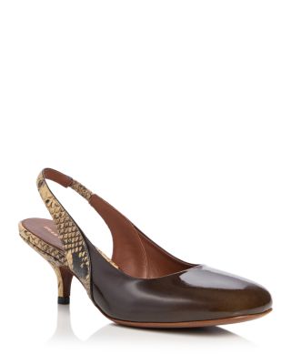 Women's Snake Embossed & Patent Leather Slingback Pumps