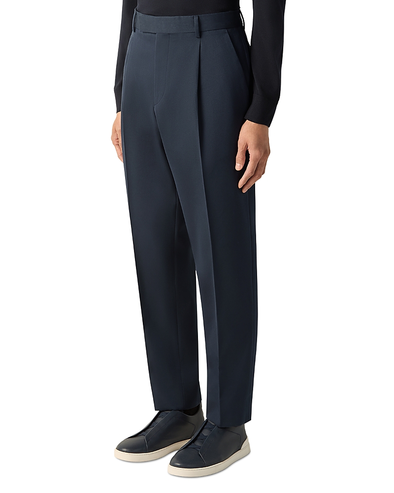 Zegna Cotton & Wool Pleated Fit Pants