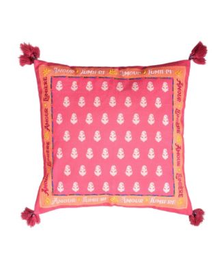  Ghuni Tasseled Embroidered Cotton Cushion, 20" x 20"