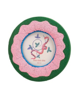  Dadri Round Decorative Beaded Wood Frame Bloom, 7" x 7"