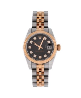  Oyster Perpetual Datejust Automatic Watch in Stainless Steel and Rose Gold with Diamond Markers 26mm