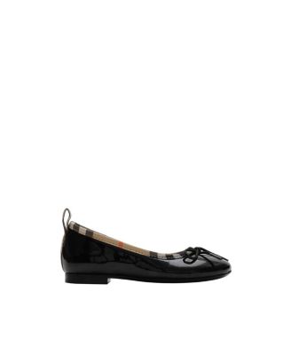 Unisex Check Trim Patent Ballerinas - Toddler, Little Kid