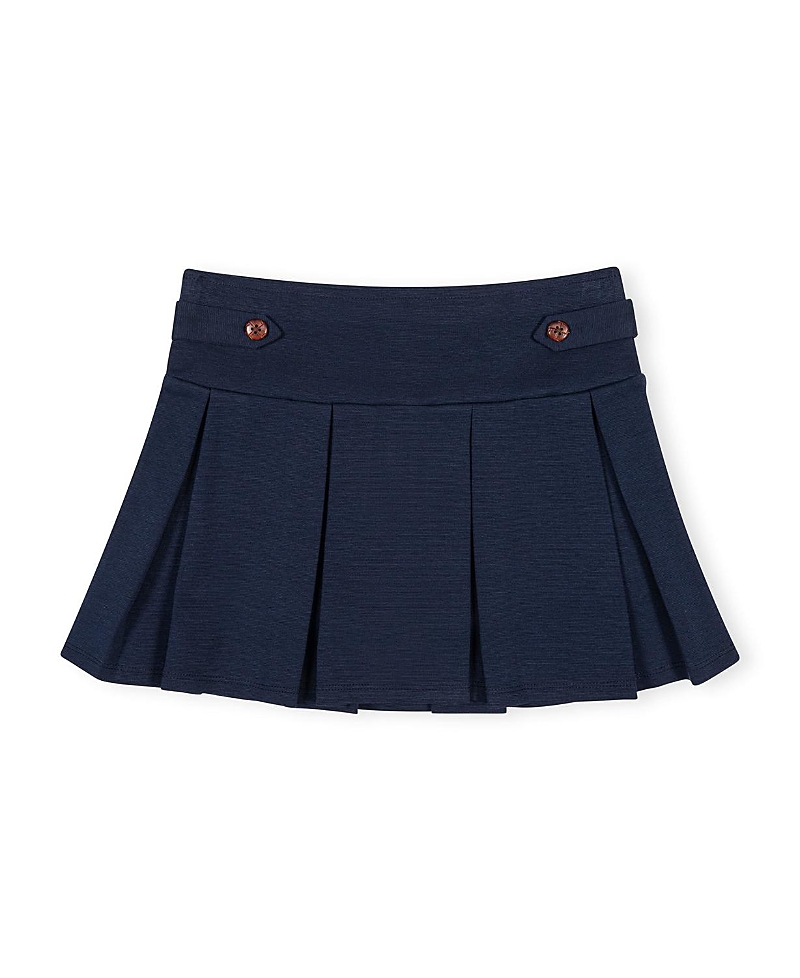 Hope & Henry Girls' Ponte Pleated Button Tab Skort - Little Kid, Big Kid