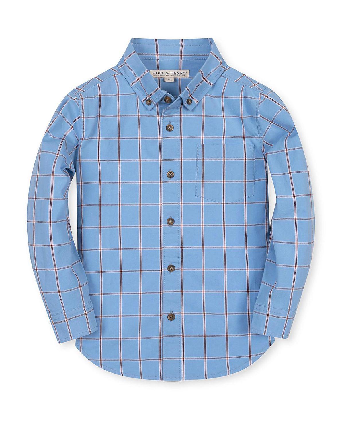Hope & Henry Boys' Organic Long Sleeve Stretch Poplin Shirt - Little Kid, Big Kid