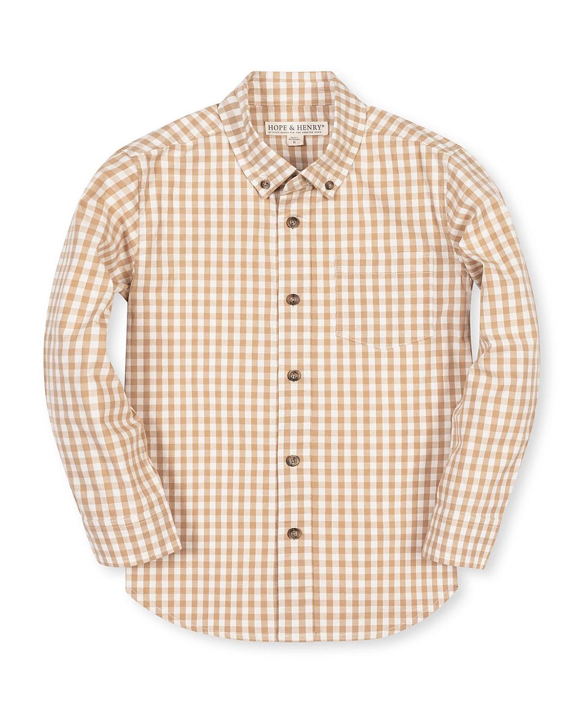 Hope & Henry Boys' Organic Long Sleeve Stretch Poplin Shirt - Little Kid, Big Kid