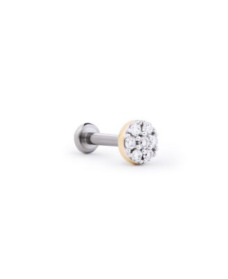  Solid Yellow Gold Lab-Grown Diamond Circle Flatback Single Stud