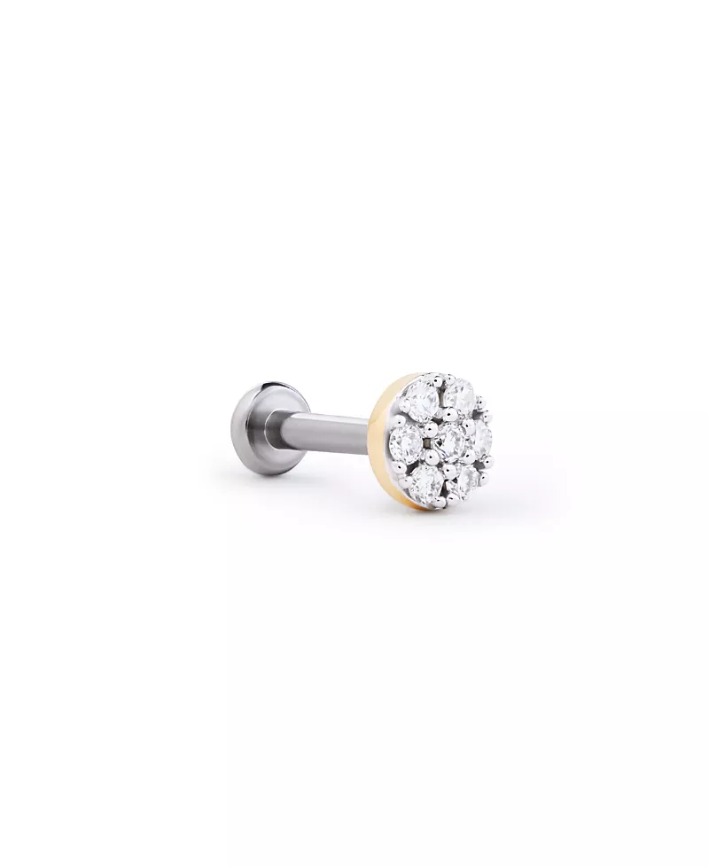 Ana Luisa Solid Yellow Gold Lab-Grown Diamond Circle Flatback Single Stud