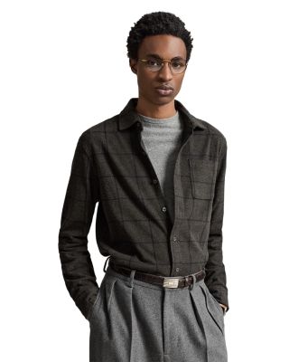Glen Plaid Stretch Knit Flannel Shirt