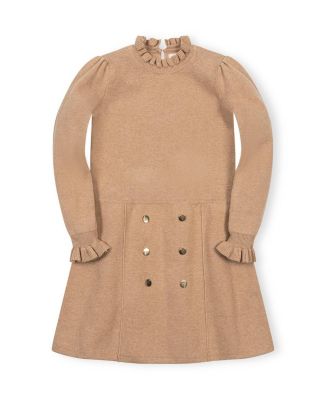  Girls' Organic Mock Neck Ruffle Edge Sweater Dress - Little Kid, Big Kid