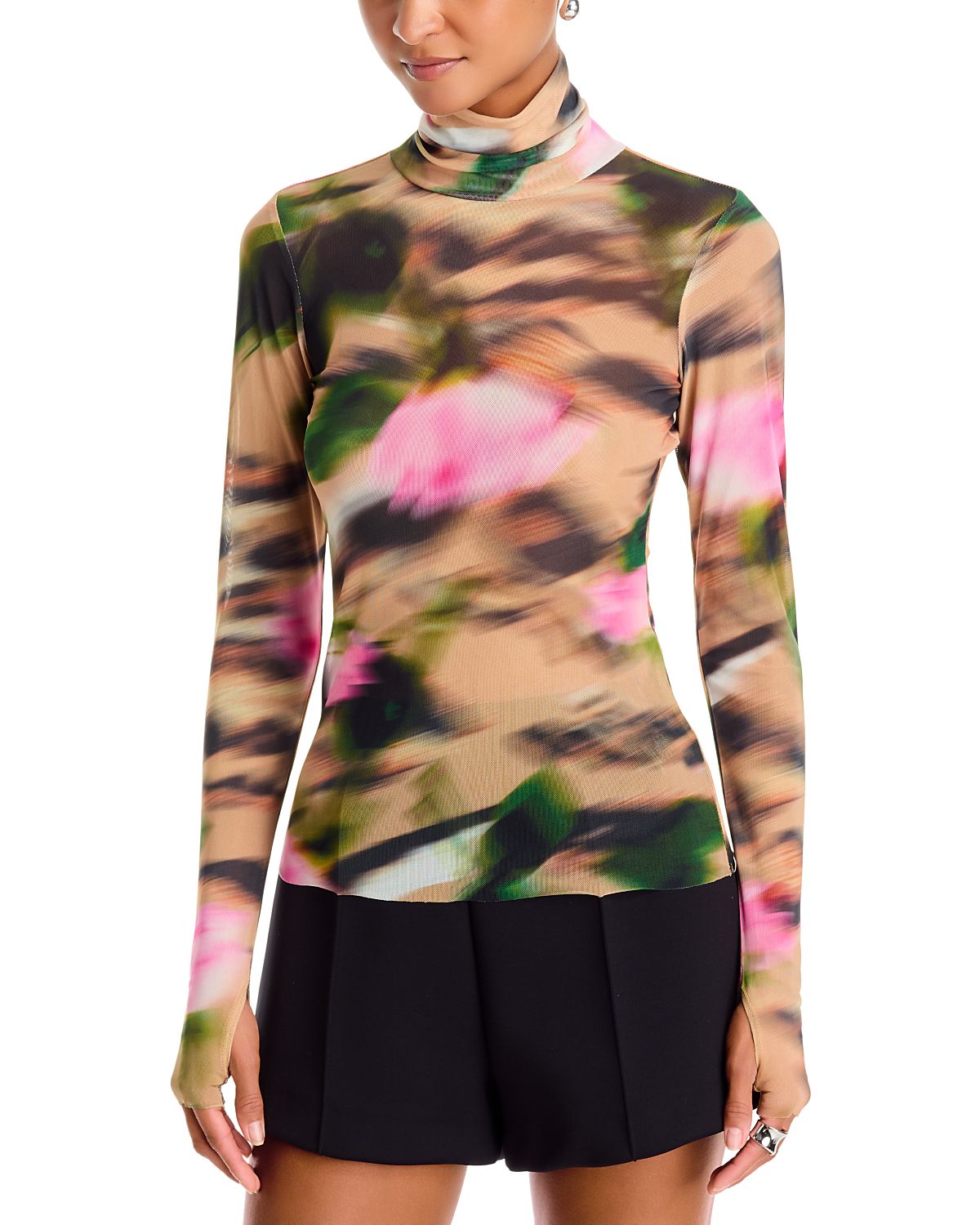 Afrm Zadie Turtleneck Mesh Top