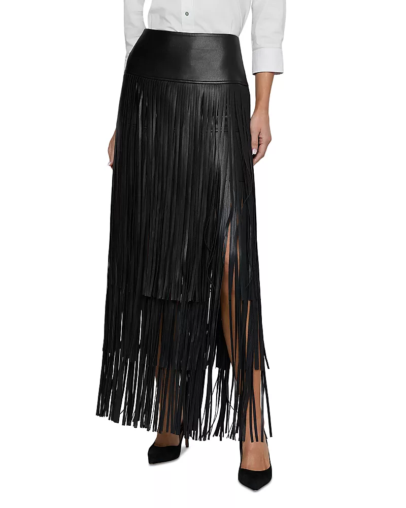 L'Agence Karoline Maxi Fringe Faux Leather Skirt