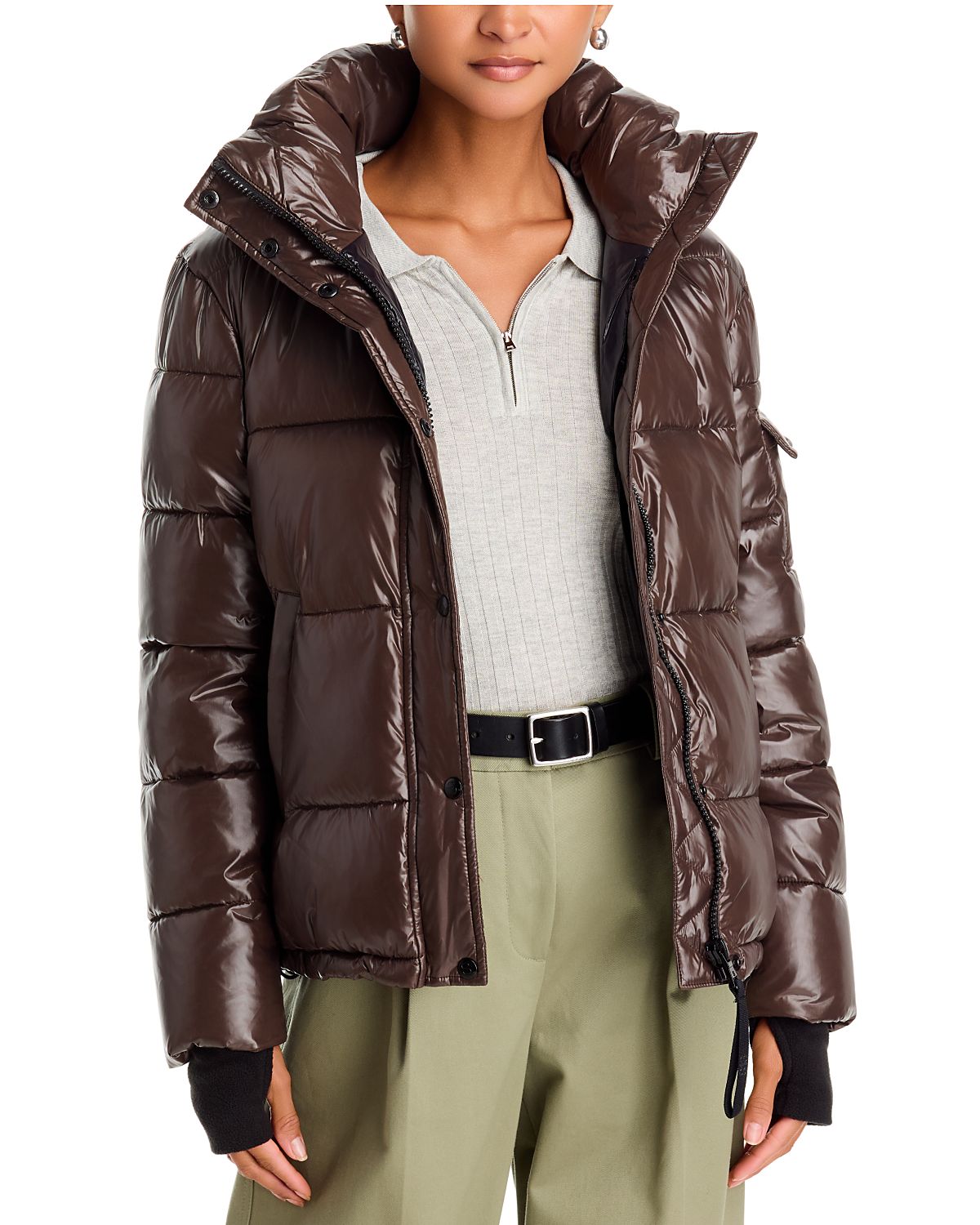 Aqua Ella Glossy Hooded Puffer Coat - Exclusive