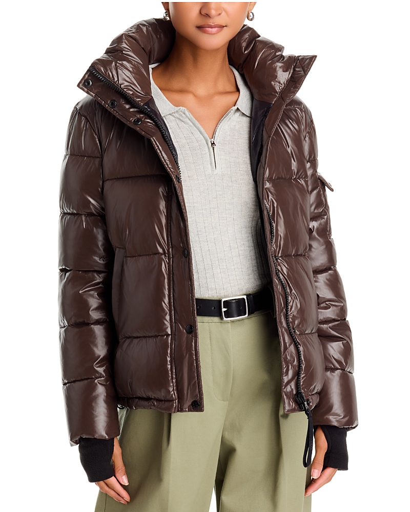 Aqua Ella Glossy Hooded Puffer Coat - Exclusive