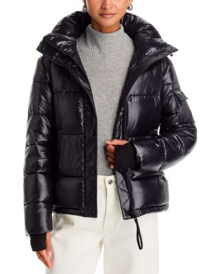Aqua Ella Glossy Hooded Puffer Coat - Exclusive