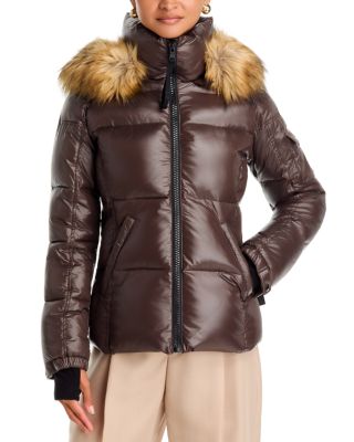 Gloss Faux Fur Trim Hooded Puffer Coat - Exclusive